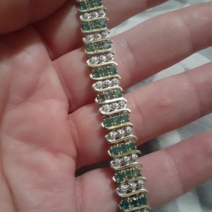 10k Vintage Emerald and Diamond Bracelet